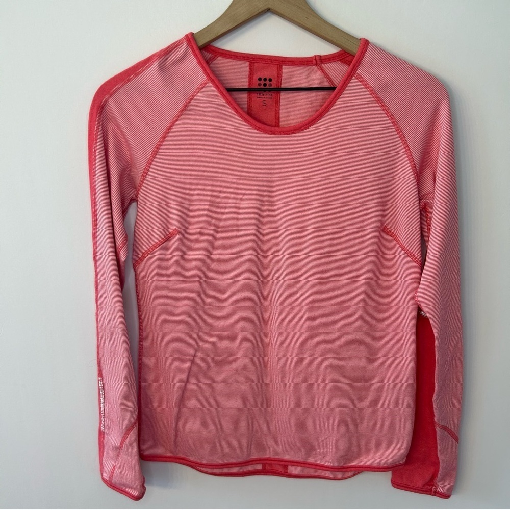 Title Nine Women’s Coral Pink and White Stripe Long Sleeve Shirt, Size Small